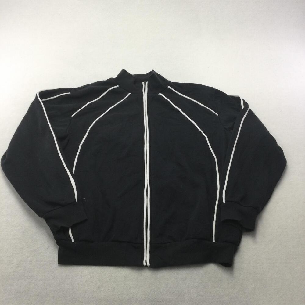Scandia Woods Jacket Mens Large Black Full Zip Track Striped Fleece Casual